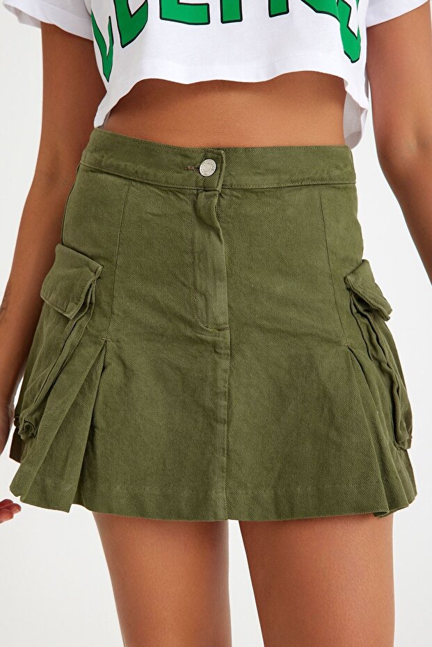 Fusta mini cargo plisată - 8
