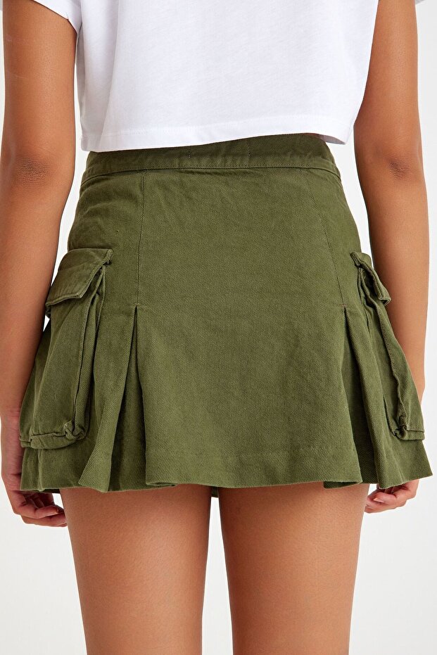 Fusta mini cargo plisată - 6