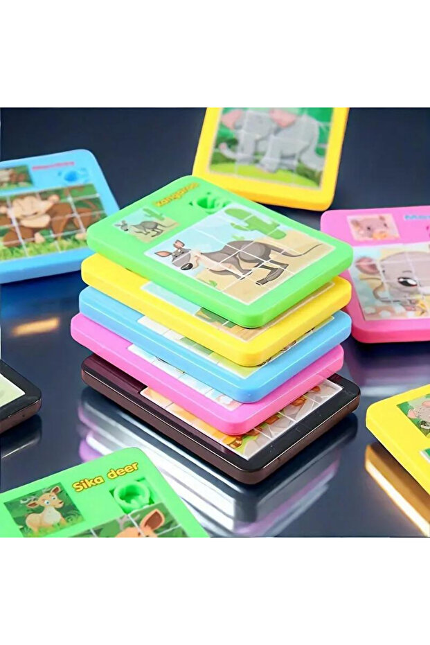 3 Adet Farklı Figürlü Mini Puzzle Yapboz Bulmaca - 1