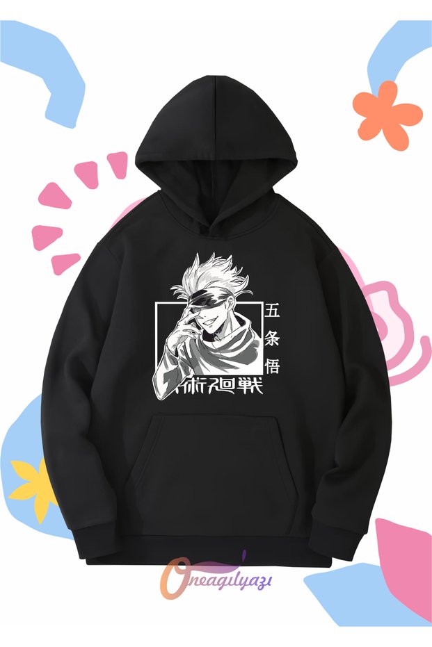 Children's Unisex Satoru Gojo Anime Printed Oversize Hooded Sweatshirt