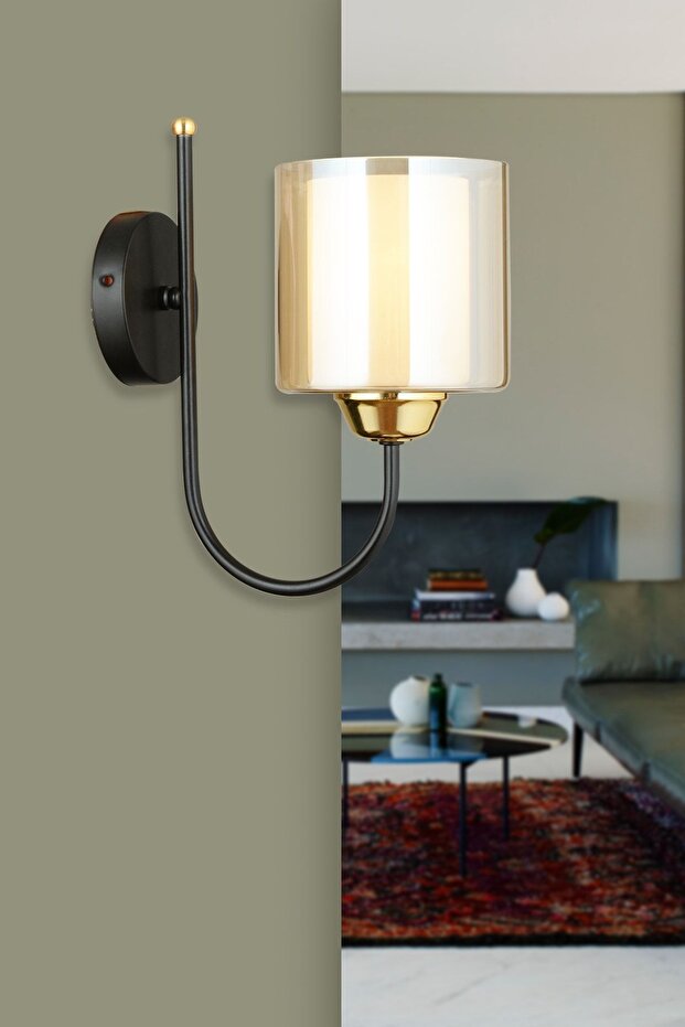 Black Ufo Double Glass Upward Facing Modern Sconce