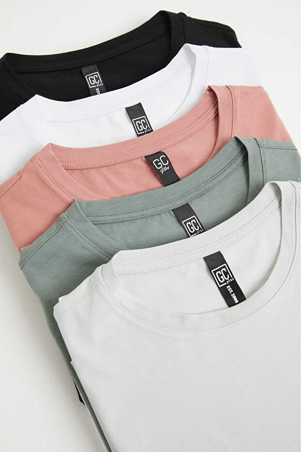 Erkek Slim Fit Basic T-shirt 5'li - 1