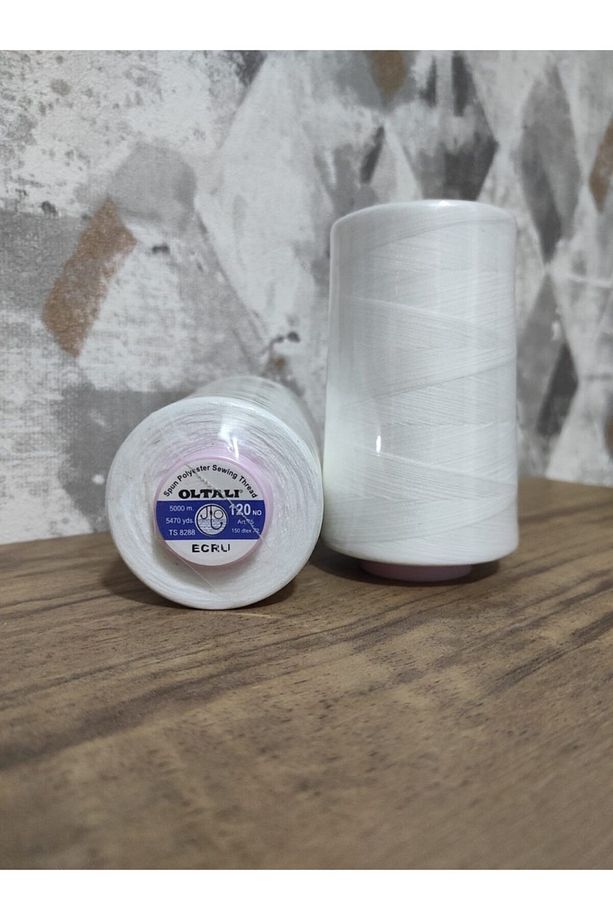 %100 Polyester 120 Numara Dikiş Ipliği 5000 Mt (ekru) - 1