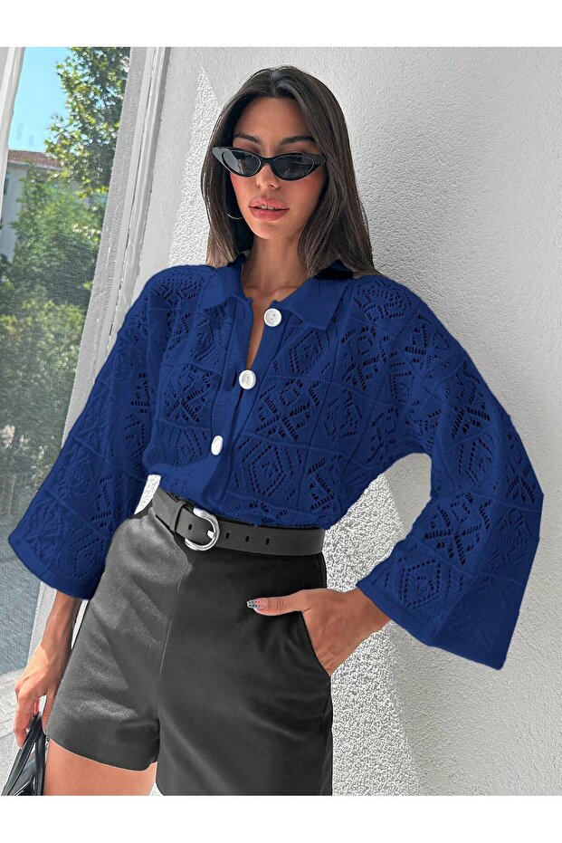 Kadın Düğmeli Hırka Triko - 2