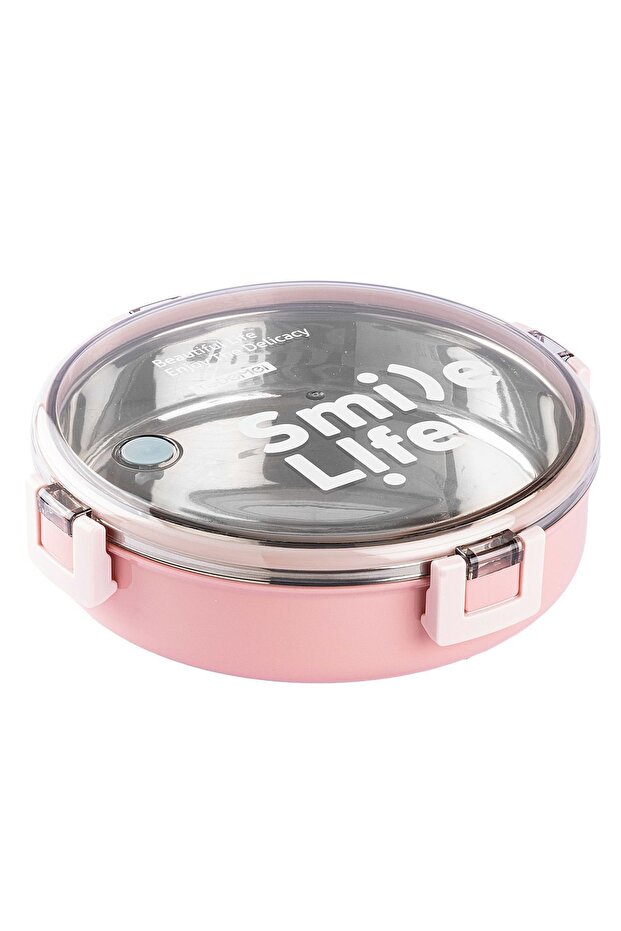 036-01-TEDEMEI PINK STAINLESS STEEL ROUND LID WITH WRITTEN FOOD CARRIAGE BOTTLE 920ML