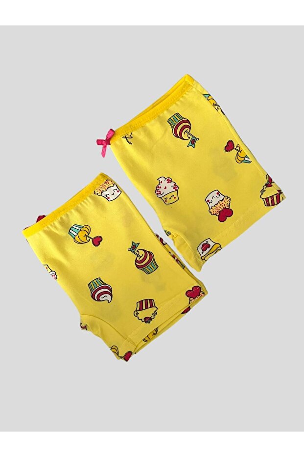 Girl's Cotton Ice Cream Patterned 2-Piece Boxers