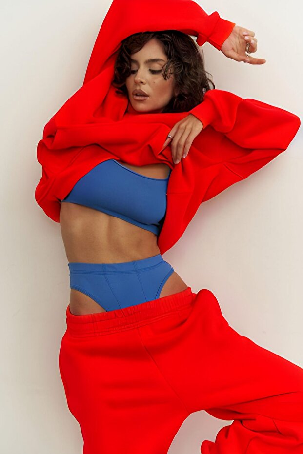 Women's 3-Thread Red Tracksuit