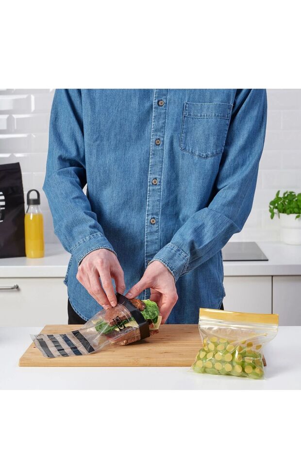 Istad Kilitlenebilir Buzdolabı Poşeti 2'li Set - Siyah Sarı 120 Adet (60 x 1L ve 60 x 0.4L) - 3