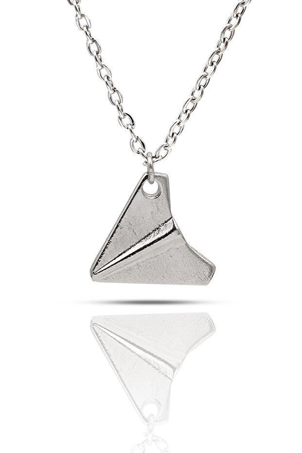 Paper Airplane Model Necklace - Silver Color Classic with Chain
