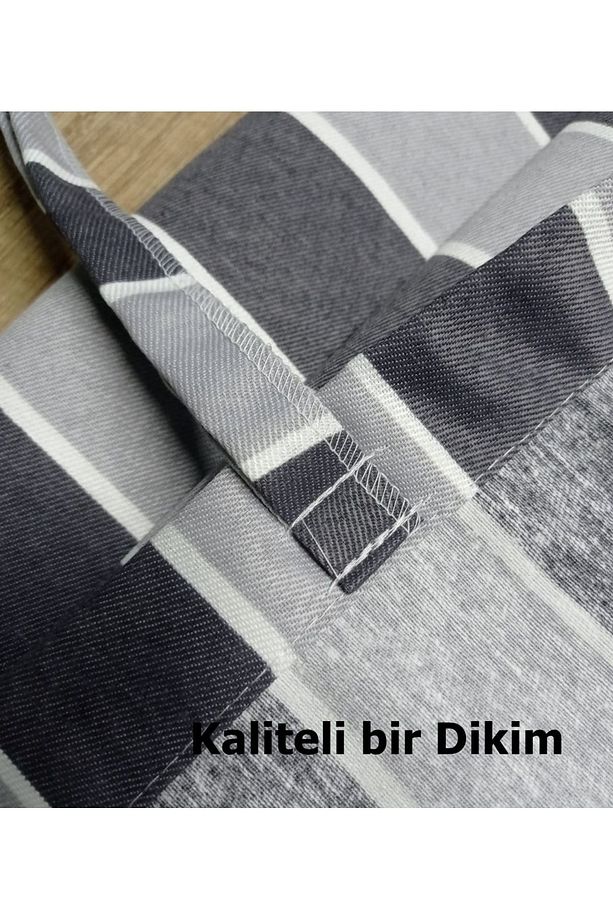 Kalın - Su Geçirmez Düğmeli  Bağcıklı  Balkon Perdesi (EN X BOY)  Siyah-gri - 5