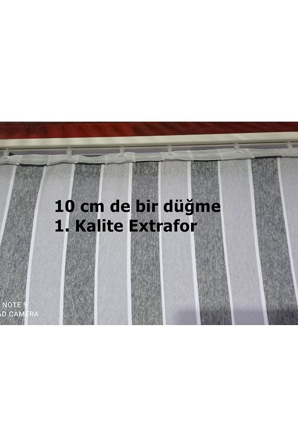 Kalın - Su Geçirmez Düğmeli  Bağcıklı  Balkon Perdesi (EN X BOY)  Siyah-gri - 3