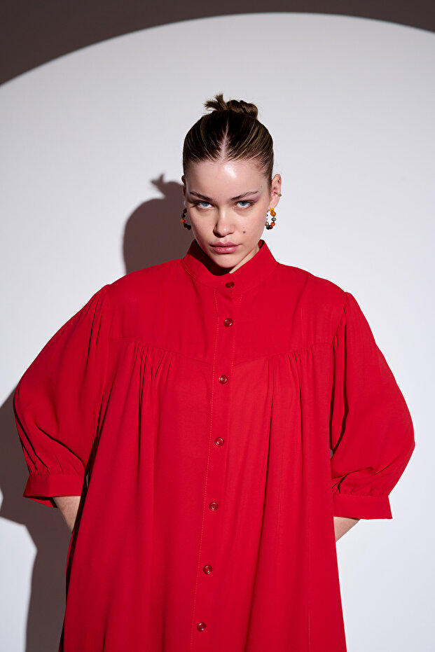 Ruffle Detailed Buttoned Dress - 2