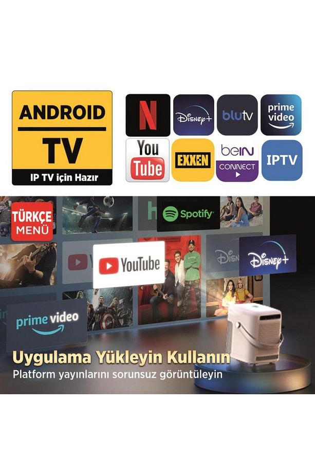 H300a Android Tv 4k Destekli Projeksiyon Cihazı Auto Focus Auto Keystone 6gwi-fi 5.2bluetooth - 2