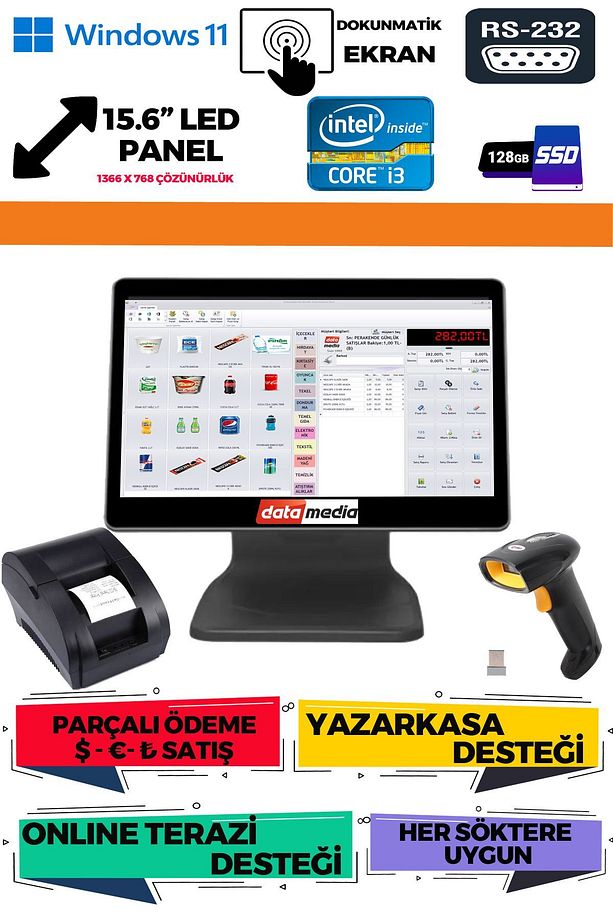PosX Hızlı Satış Barkod Sistemi Eko1 Paket - 1