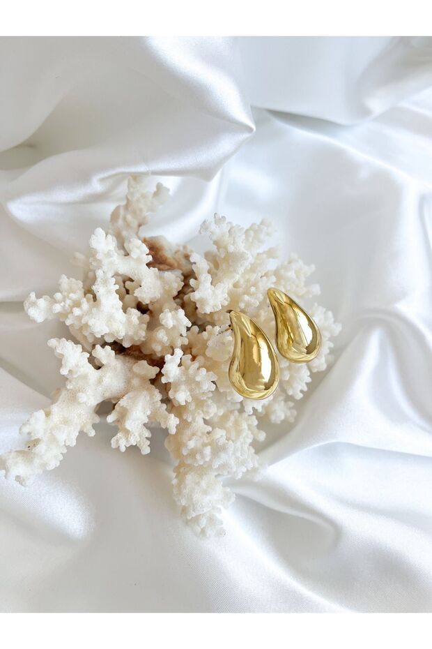Gold Drop Model Earrings