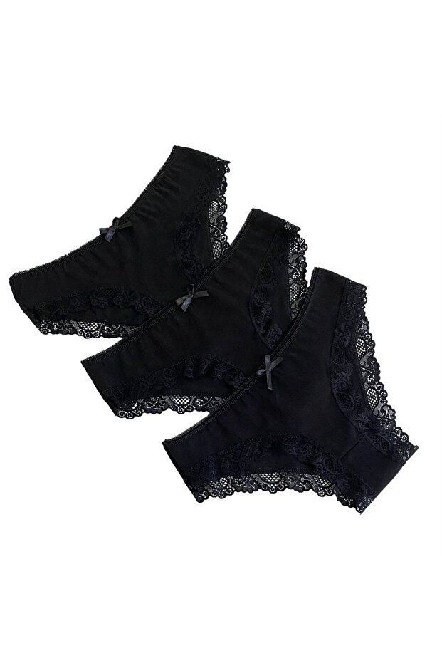 Dantelli Bikini SİYAH 3 Adet - 2