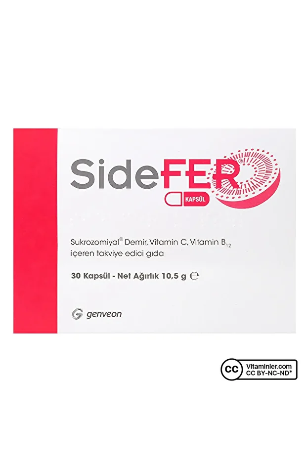 Sidefer Sukrozomiyal Demir, C Vitamini Ve B12 Vitamini 30 Kapsül - 2
