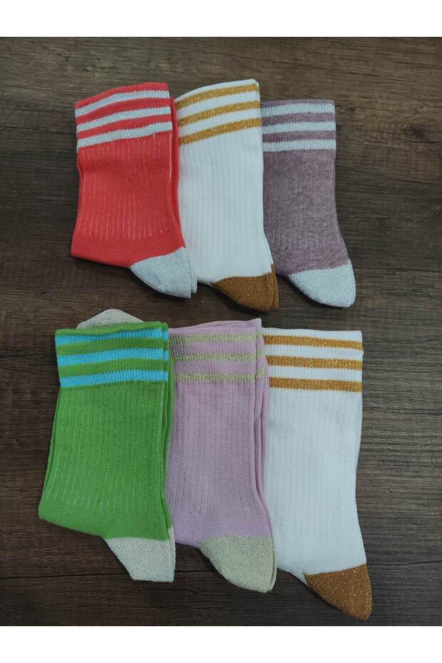 Women's Silvery College Socks 6 Pairs Cotton