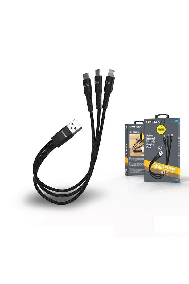 htc 2.4A Hasir 3 in 1 2 x Type-C 1 x Lightnıng İphone & Data Kablosu Uyumlu HTCshp 1005813 - 2