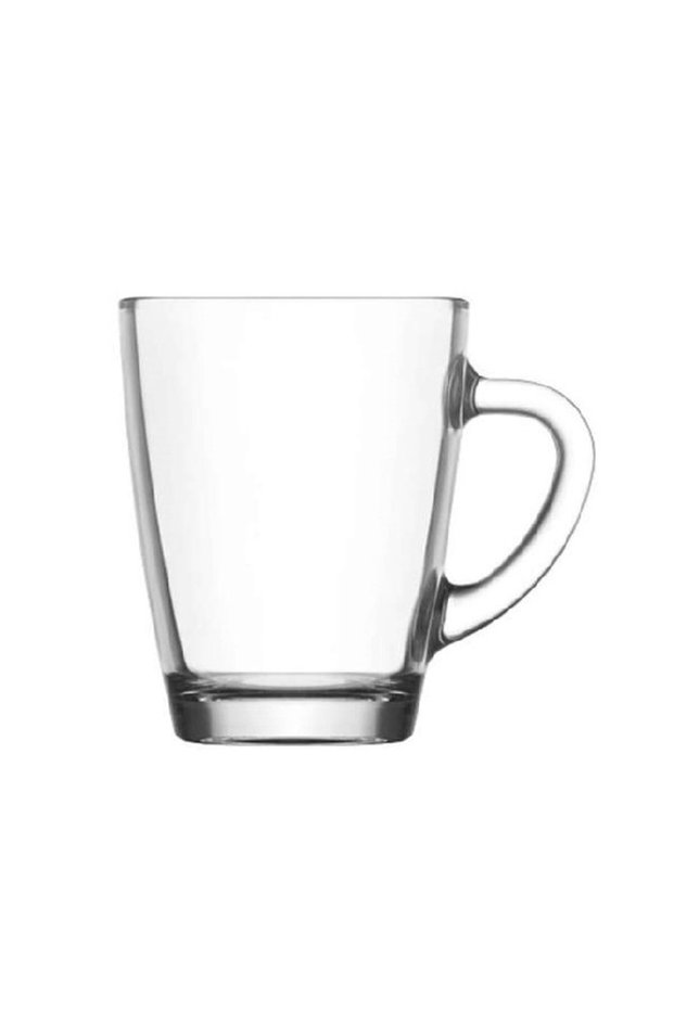 Tea and Coffee Cup with Handle 6 Pieces Glass 250 Cc