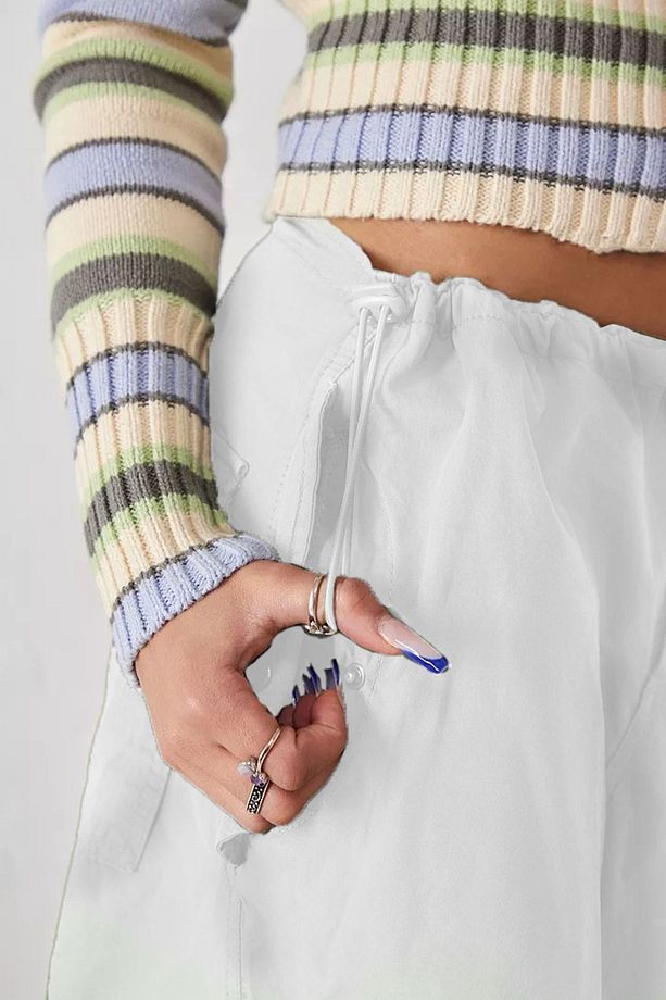 Beyaz Longline Baggy Tech Şort - 4