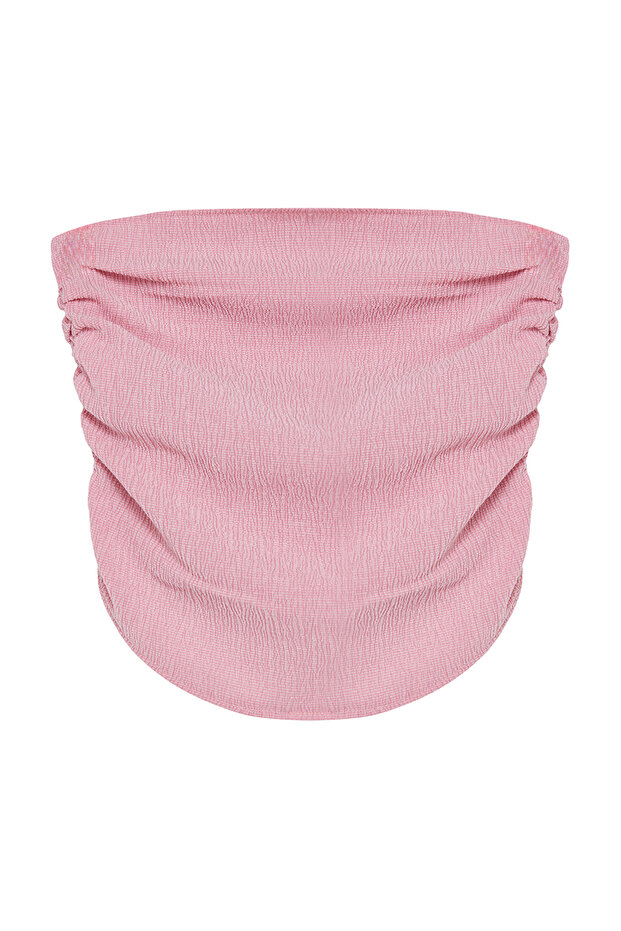 Pembe Straplez Büzgülü Esnek Örme Bluz TWOSS24BZ00216 - 7