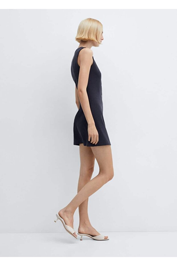 Düğmeli kısa elbise - 6