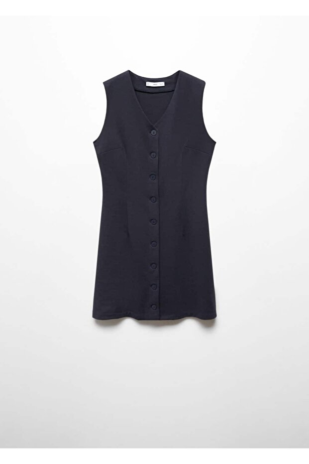 Düğmeli kısa elbise - 3