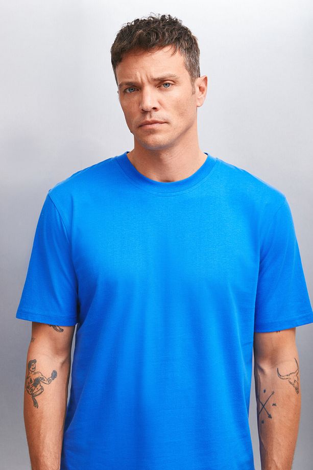 Cultıvated Erkek 3'lü Kalın Dokulu Regular %100 Organik Pamuk Syh/byz/saks T-shirt - 3