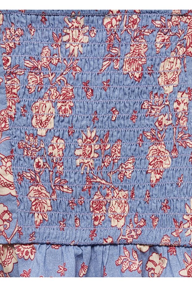 Blumenbluse mit Volant - 4