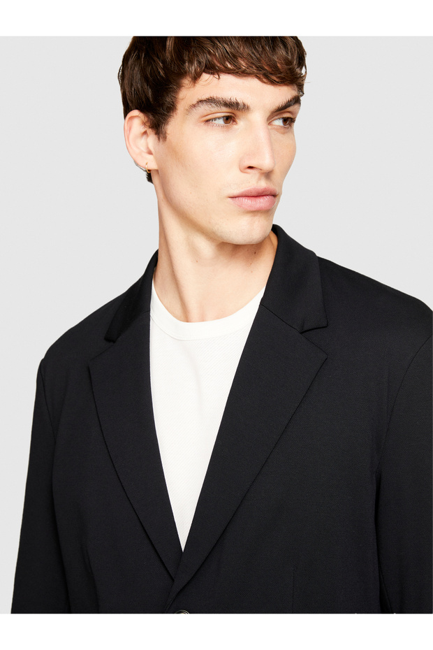 سترة رجالية سوداء مريحة غير مبطنة - 6