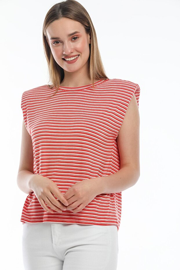 أحمر مخطط مبطن أساسي - 3