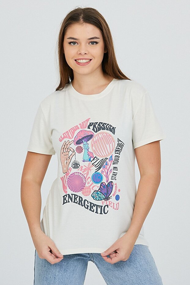 Ecru Front Printed Basic - 3