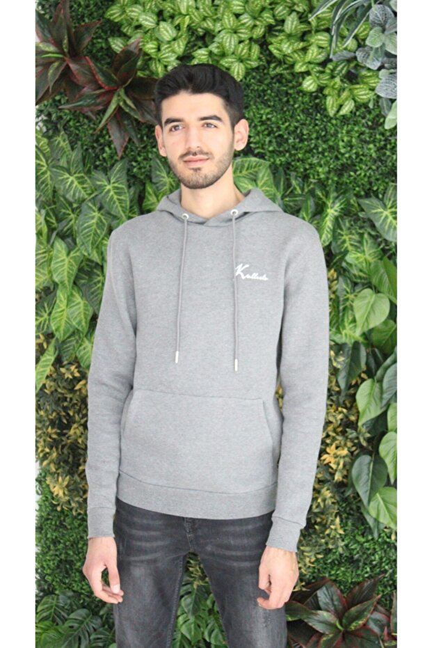 Gray Melange Men's Trend 3 Thread Cotton Slim Fit Sweatshirt