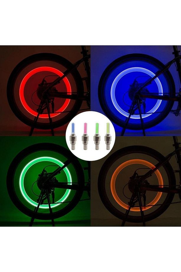 2 Adet Led Işıklı Hareket Sensörlü Yeşil Işıklı Bisiklet Araba Motor Sibop Kapağı Lambası - 6