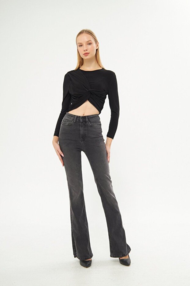 Flare Cut Slit Women's Jeans