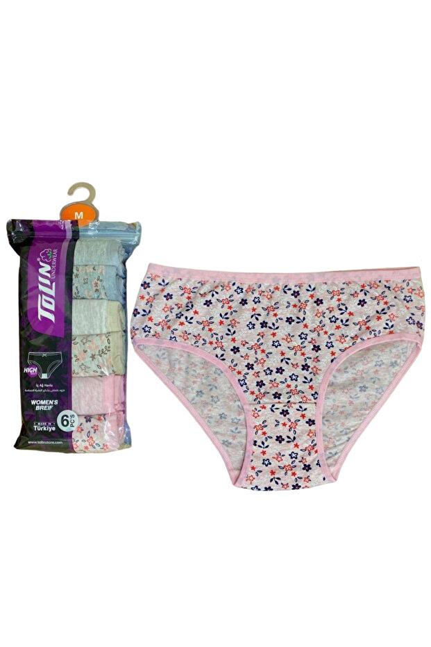 Women's 6-Piece Cotton Lycra Printed Towel Network Mid-Waist Panties Set 2276157