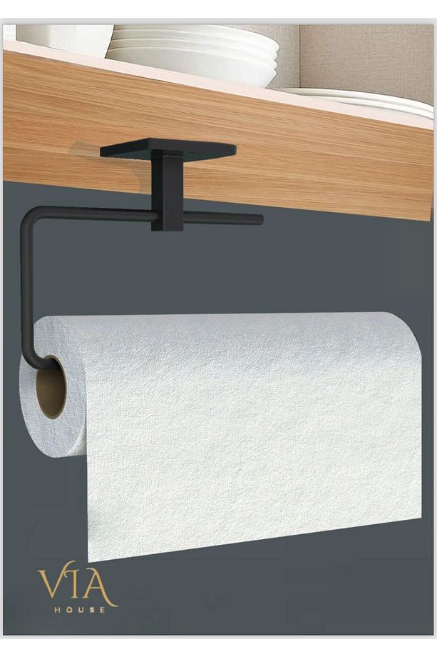 Yapışkanlı Tasarım Siyah Rulo Kağıt havluluk Peçetelik Wc Kağıt Askısı Tuvalet kağıdı askısı 2li set - 2