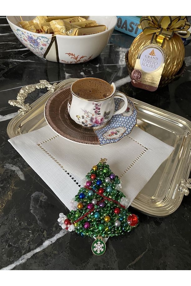 1 adet yılbaşı noel temalı kahve yanı sunum peçetesi - 2