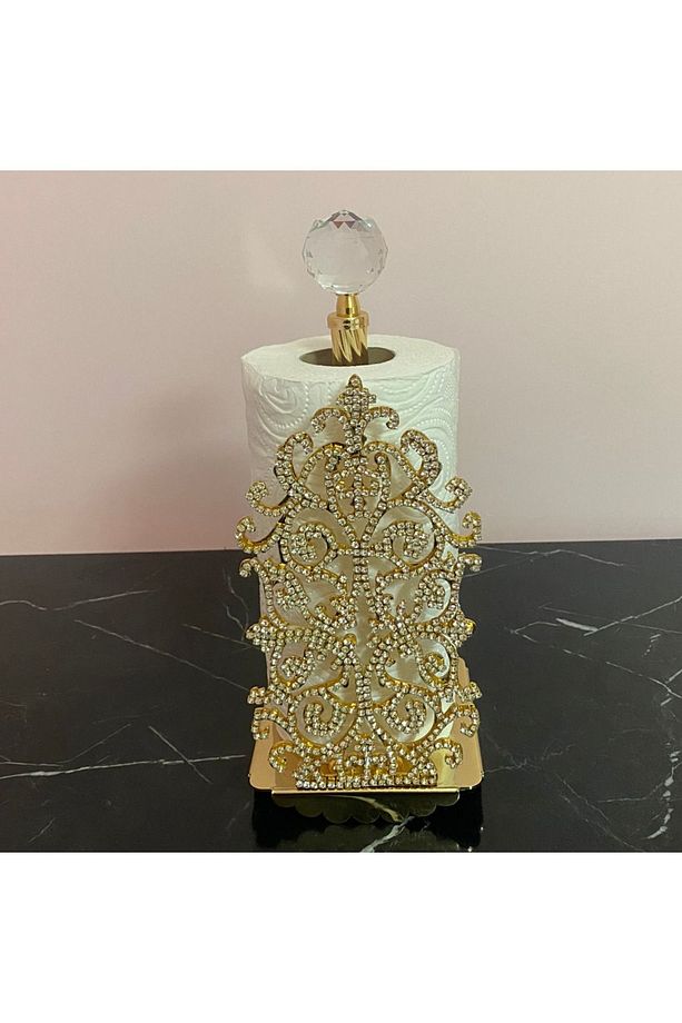 Taşlı Gold Rulo Peçetelik Kağıt Havlu Tutucu - 2