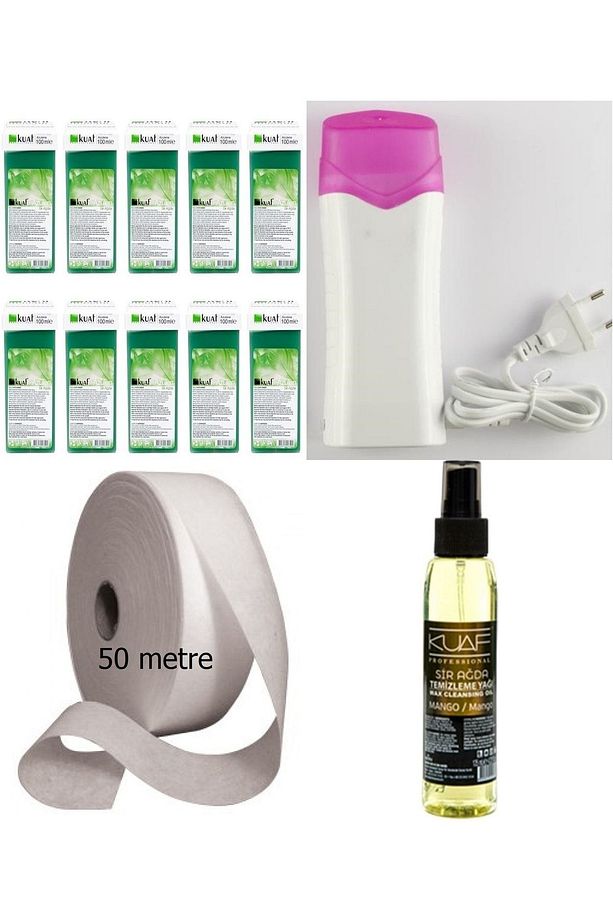 Ağda Seti 10 Adet Kartuş + 50 Metre Ağda Bezi + Makine + Temizleme Yağı - 1