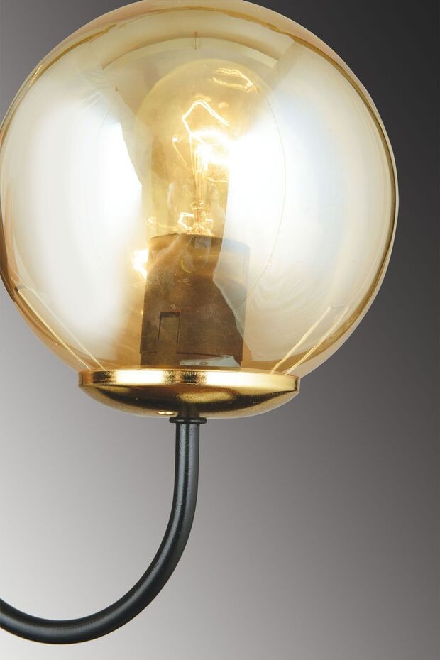 Siyah Ufo Bal Glop Camlı Yukarı Bakan Modern Aplik - 4