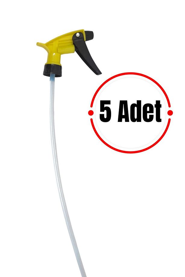 Kimyasala Dayanıklı Triger Sprey Başlık - Sarı, Fısfıs Sprey Başlığı 1 Lt Uyumlu 5 Adet - 1