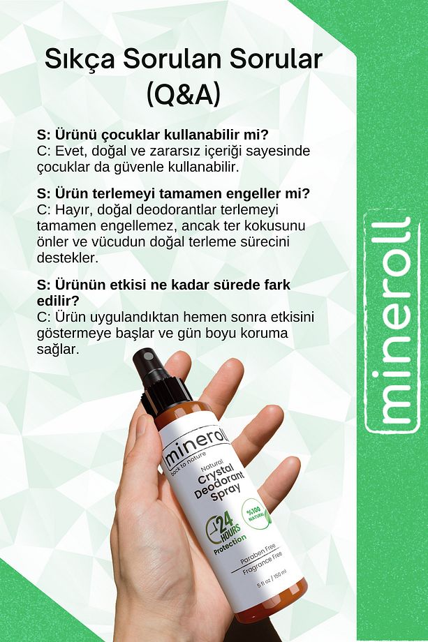 Doğal Kristal Deodorant Sprey, Kristal Vücut Spreyi 150 ml - 4