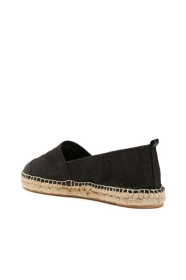 Siyah Renk, Yuvarlak Burun, Kauçuk Tabanlı Espadril - 3