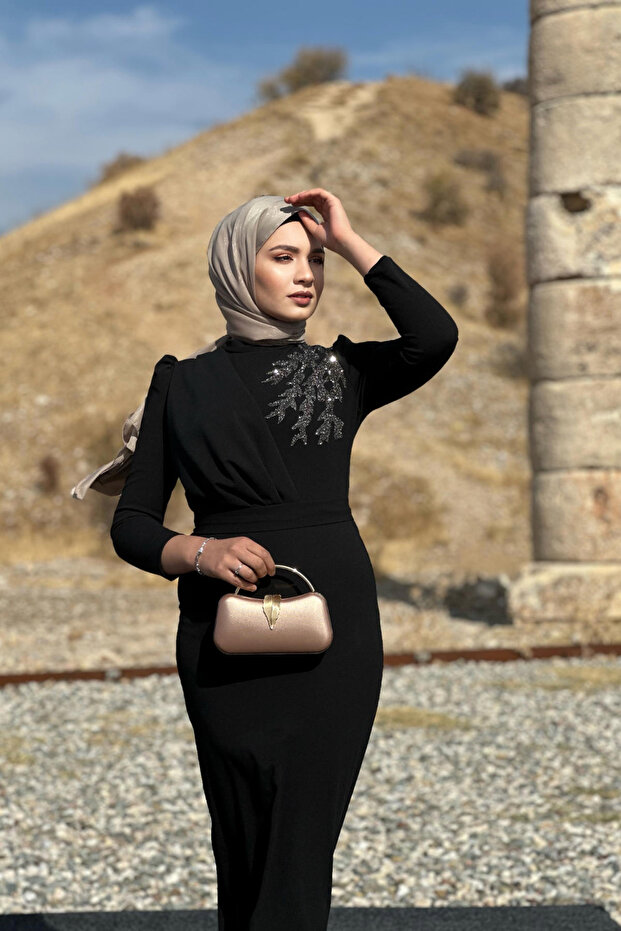 Orkide Abiye - Siyah - 6