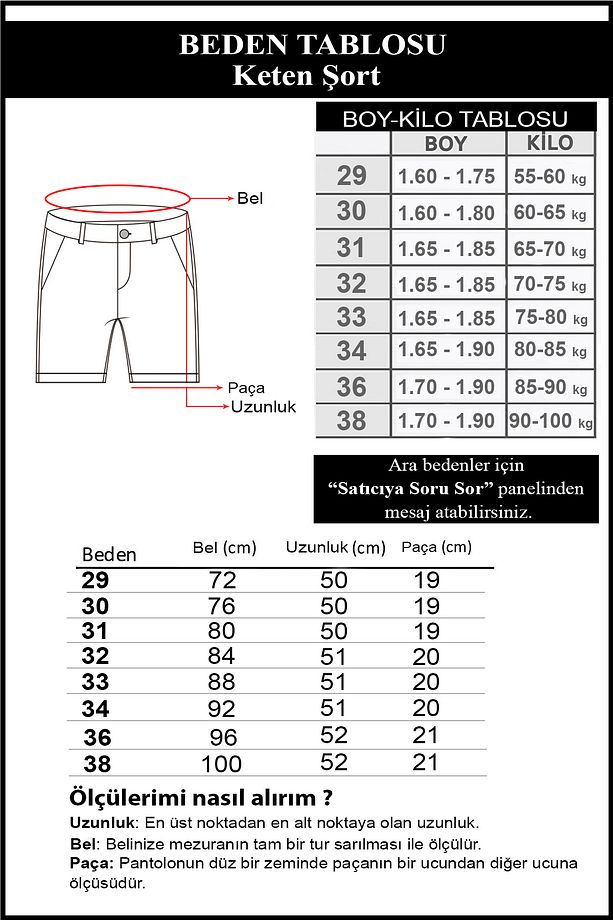 Erkek Sax Slim Fit Keten Şort - 4