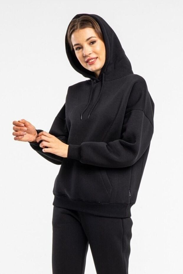 BAYBAYAN BASİC OVERSİZE SWEATSHİRT HOODİE - 3