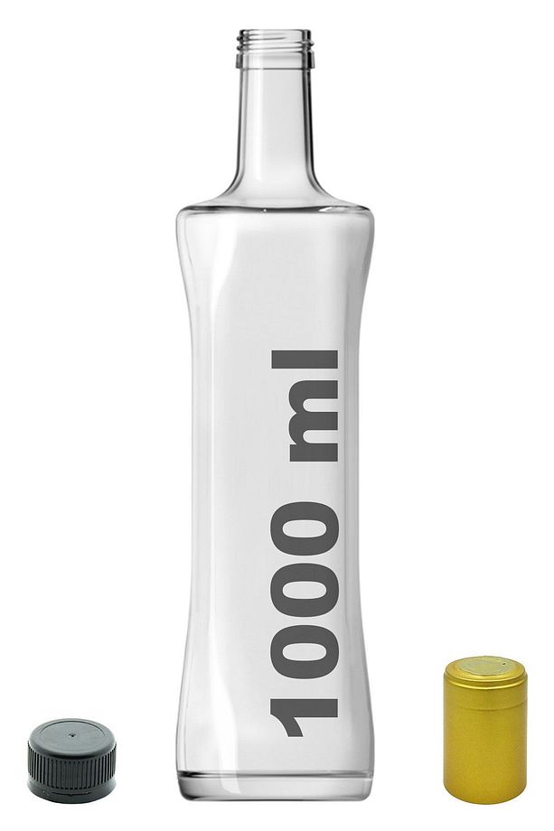 1000 ml Şeffaf Piramit Kilitli Kapaklı Ve Kapüşonlu Kavisli 1000 Cc Boş Cam Şişe 1 Adet - 1