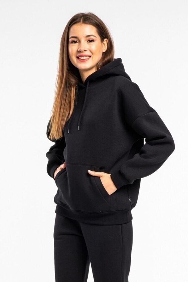 BAYBAYAN BASİC OVERSİZE SWEATSHİRT HOODİE - 2